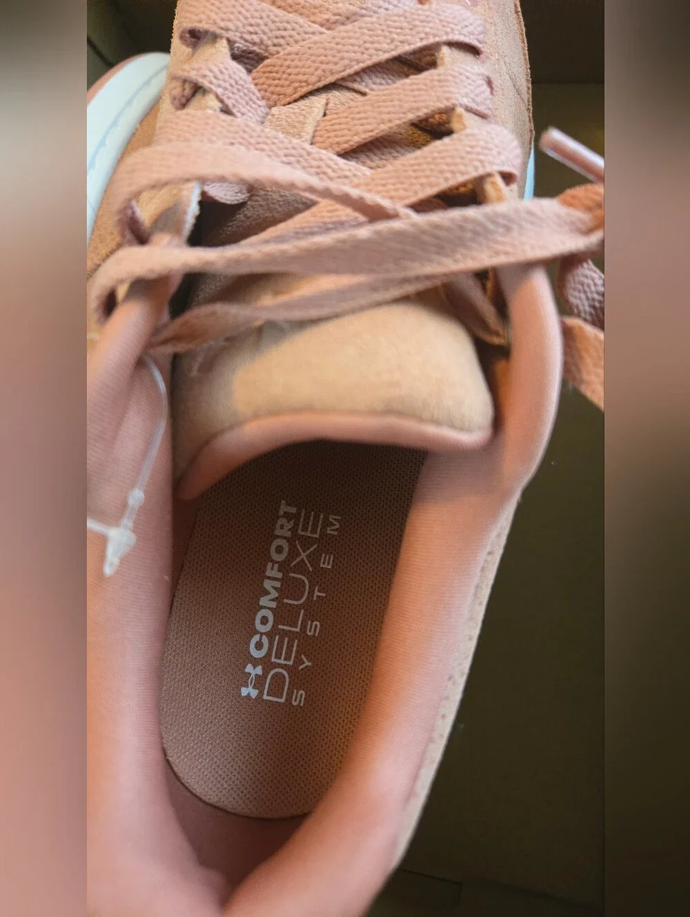 New IN box. Under Armour Women’s Pink/white Suede Casual Sneakers